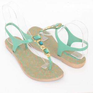 American Eagle Outfitters Green Gemstone Cheetah Flip Flop Sandals Women's 8